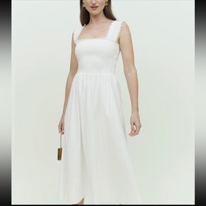 NWT Reformation Villa White Smocked Sundress